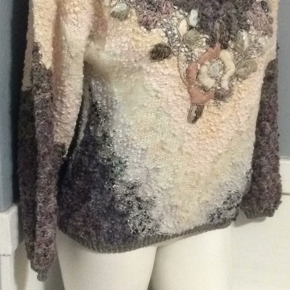 MarieaKim Mariea Kim Vintage Wool Blend Cowl Neck Oversize Holiday Sweater Sz L - Picture 3 of 7